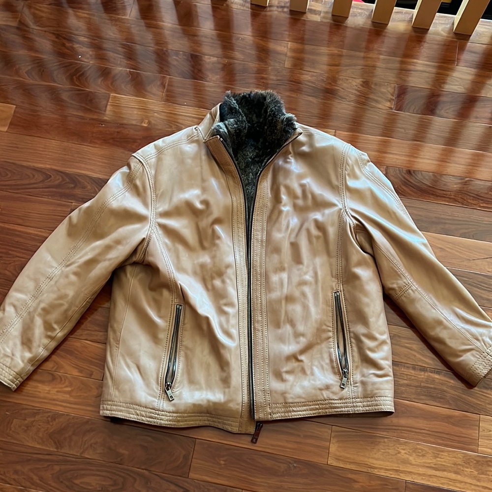ANDREW MARC XXL jacket with rabbit fur lining